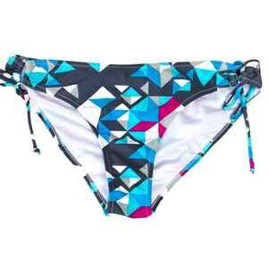 Bingo Surf Bikini Bottoms Womens Large Blue Gray Geometric Adjustable Swimsuit